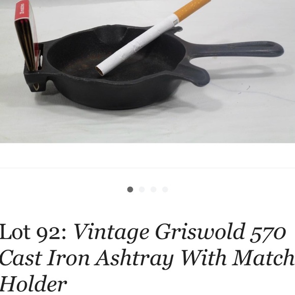 Vintage Griswold Cast Iron Skillet AshTray w/Matchbook Holder great prelove cond